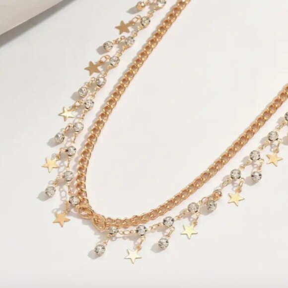 Gold Star Rhinestone Chain Waist Body Jewelry - Picture 3 of 7